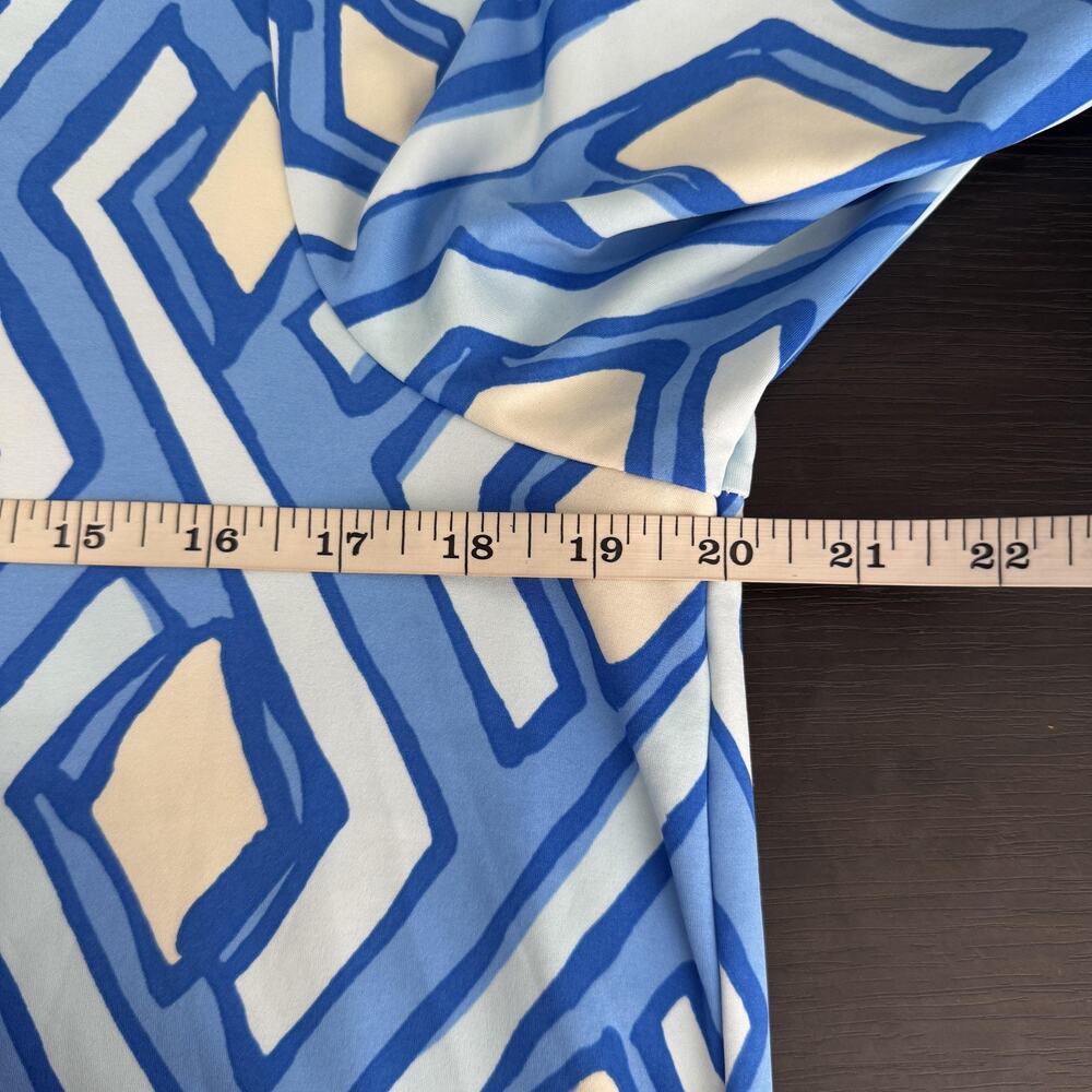 J. McLaughlin Emer Vilhada Dress Womens Large Blue Souk Geo Shift 3/4 Sleeve NEW - Picture 9 of 11